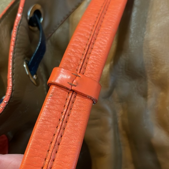 BODEN Genuine Leather Orange Brown Shoulder Handbag Purse (TD) - Picture 7 of 10